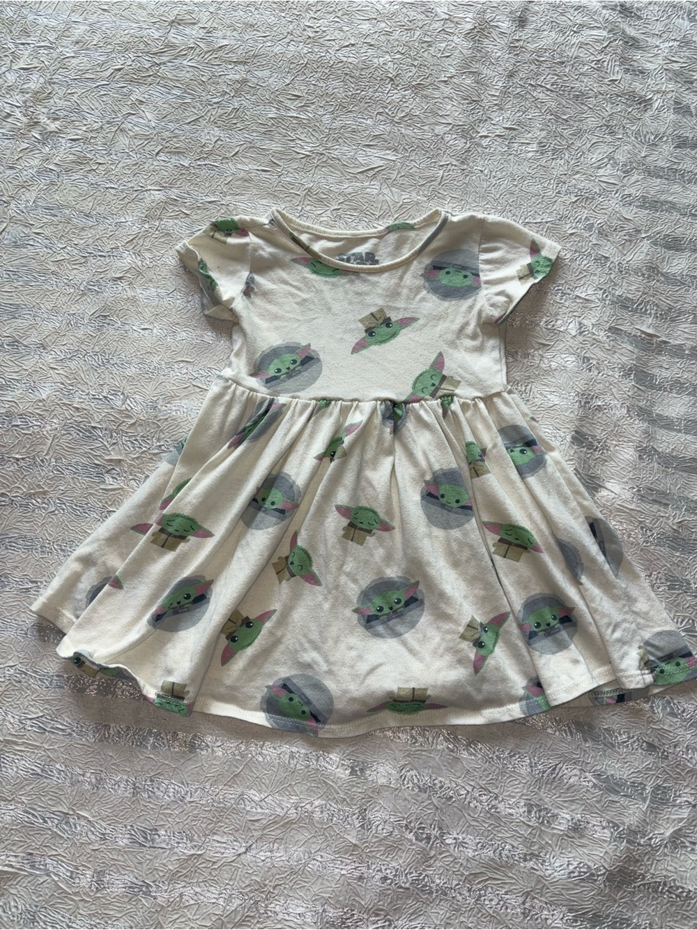 Star Wars Cream Dress with Green Yoda Design